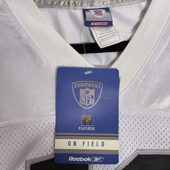 Randy Moss #18 Oakland Raiders Reebok NFL On Field Jersey Men’s 56 White NWT 2XL - Picture 3 of 9